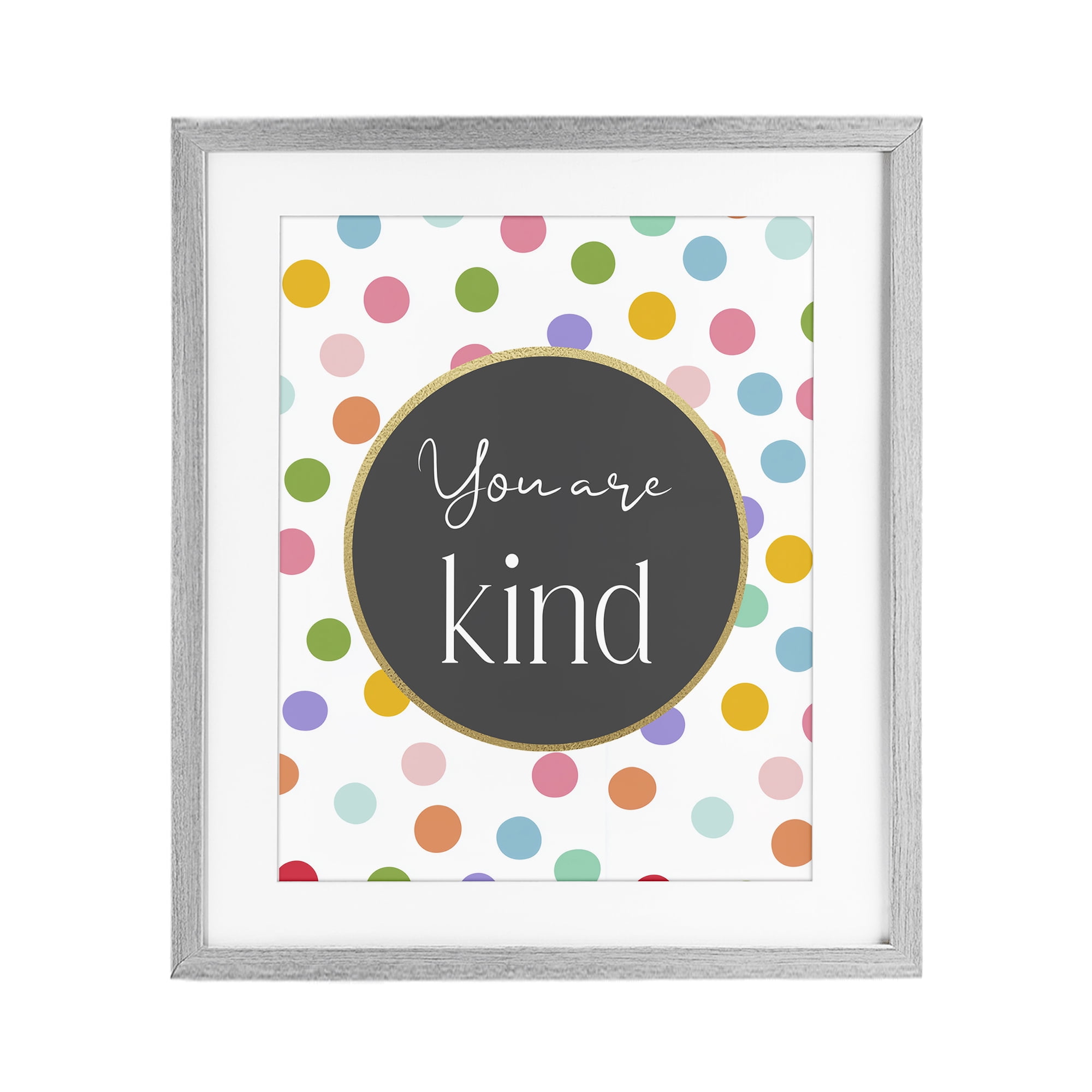 Stupell Industries You Are Kind Polka Dots Gray Framed Print Under Glass, design by Christine Simpson Art