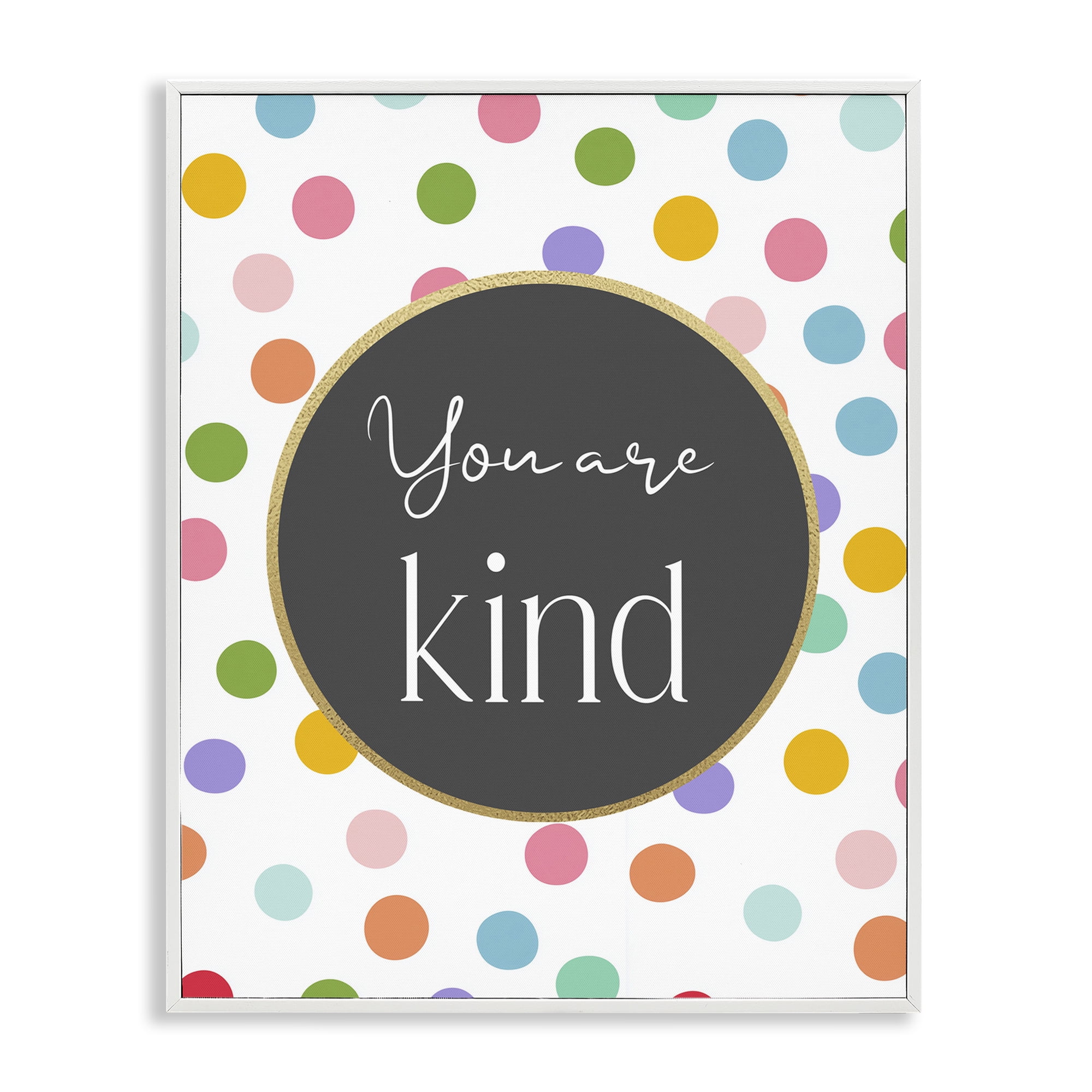 Stupell Industries You Are Kind Polka Dots White Framed Giclee Art, design by Christine Simpson Art