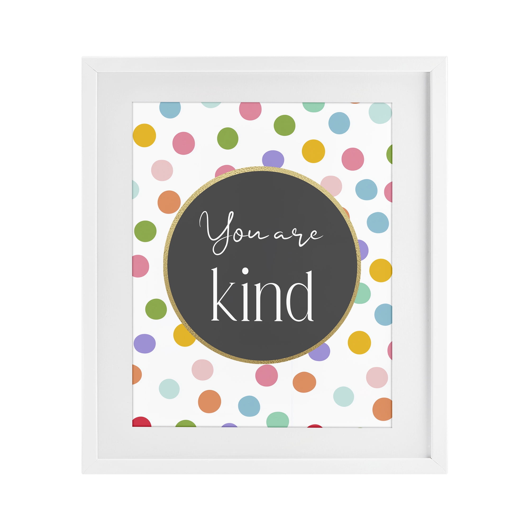 Stupell Industries You Are Kind Polka Dots White Framed Print Under Glass, design by Christine Simpson Art