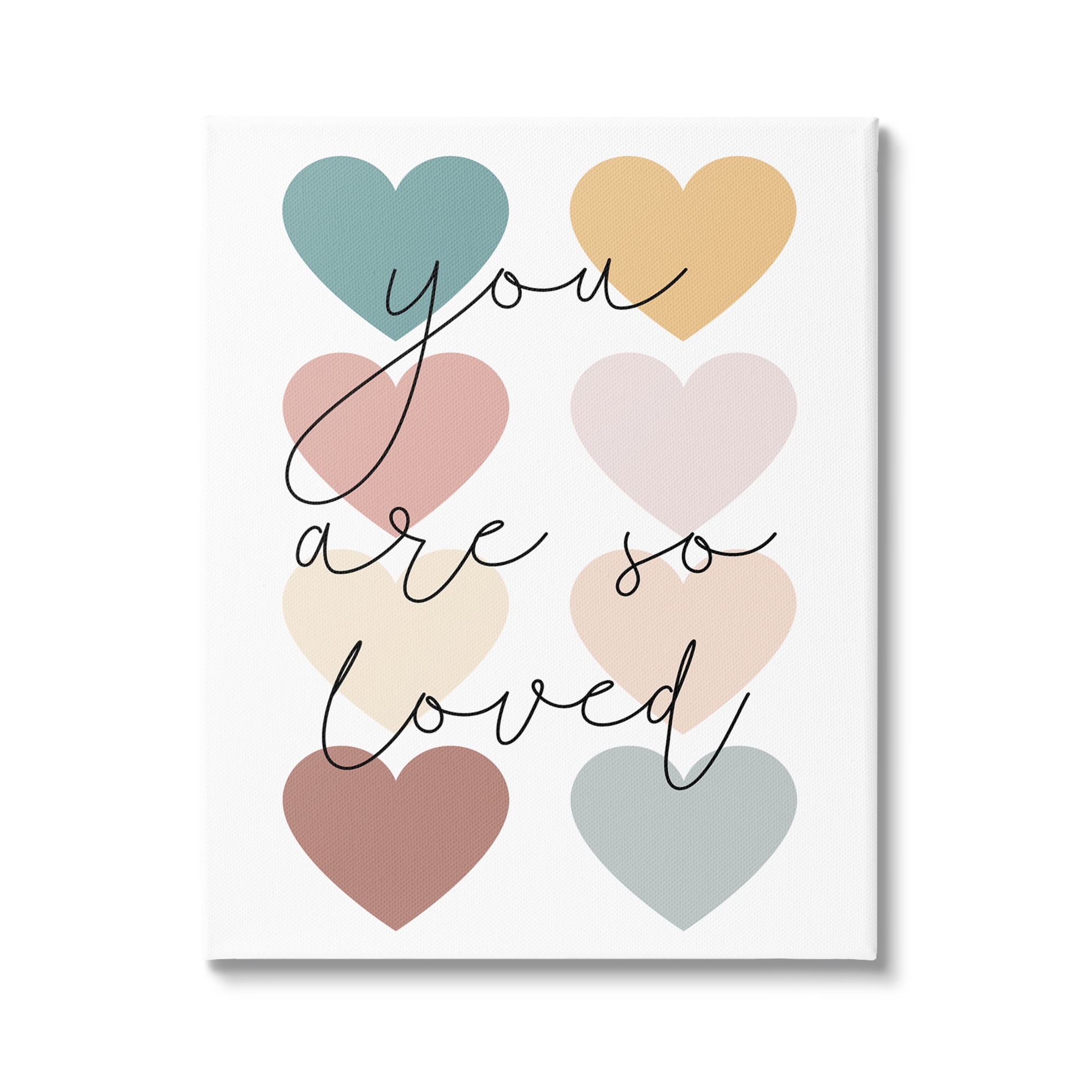 Stupell Industries You Are Loved Hearts Abstract Painting Gallery Wrapped Canvas Art Print Wall Art, 30 x 40