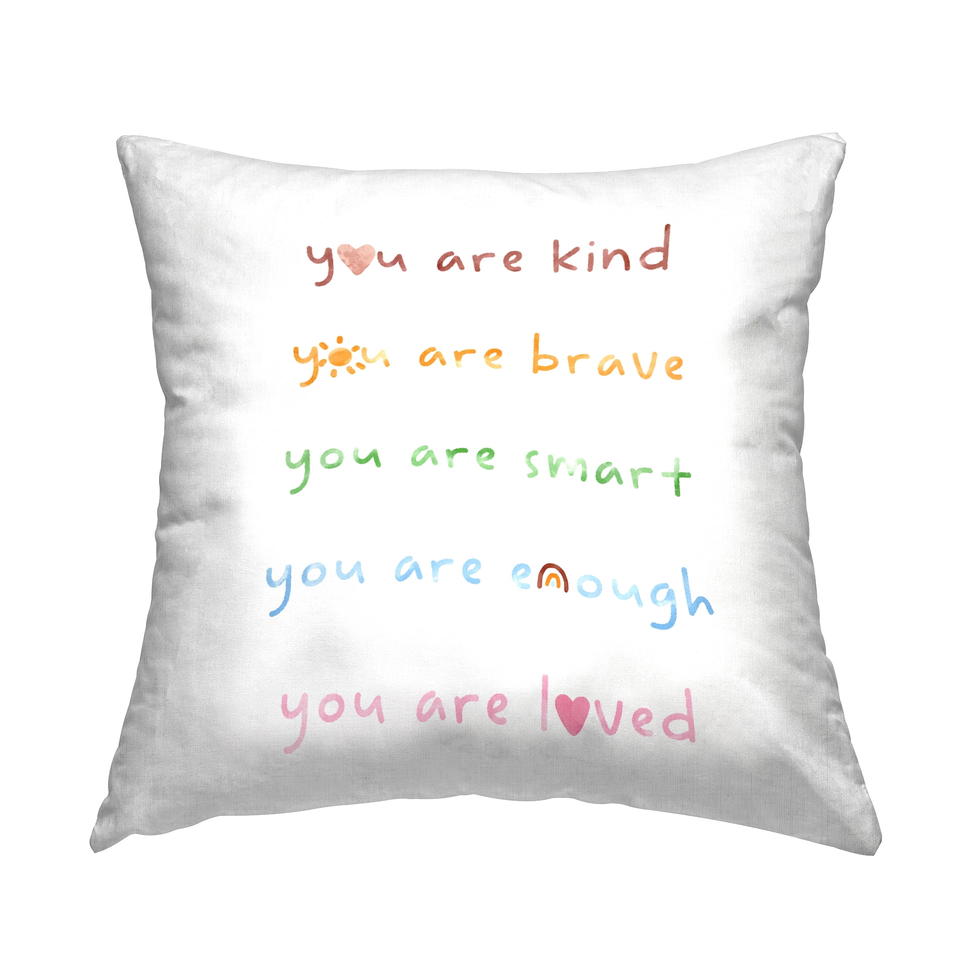Stupell Industries You Are Loved Inspirational Rainbow List Phrase Design by Daphne Polselli Throw Pillow