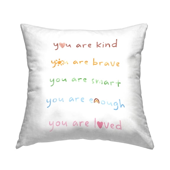 Stupell Industries You Are Loved Inspirational Rainbow List Phrase Design by Daphne Polselli Throw Pillow