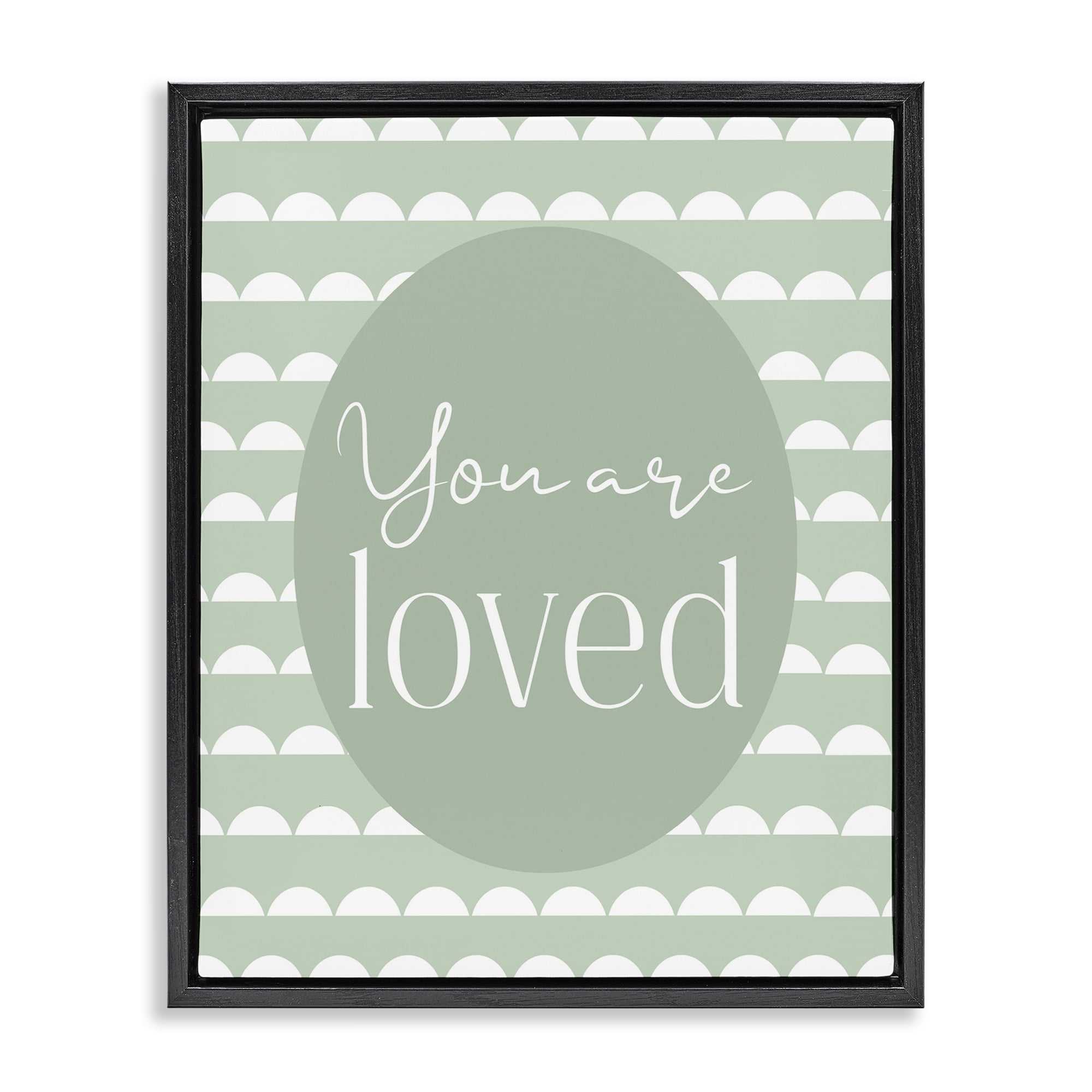 Stupell Industries You Are Loved Light Green Black Framed Floater Canvas Wall Art, design by Christine Simpson Art