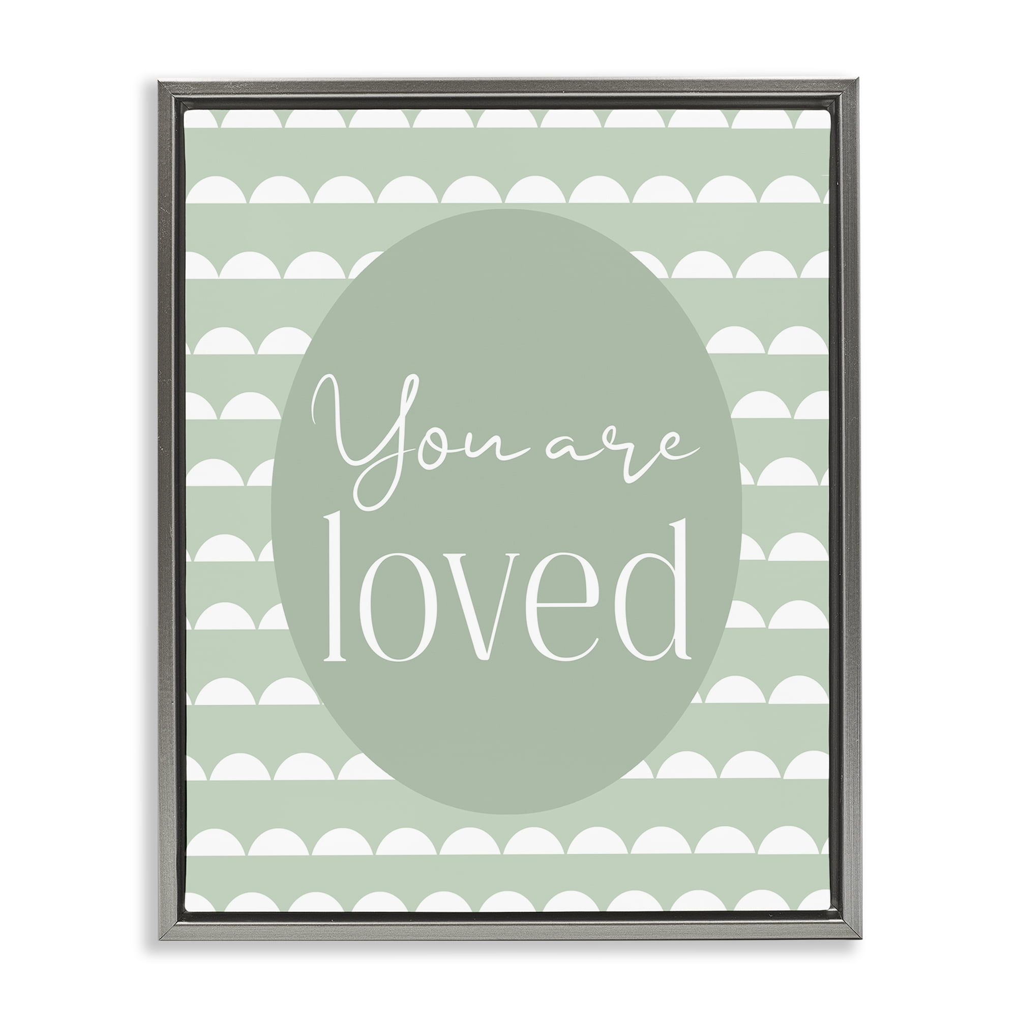 Stupell Industries You Are Loved Light Green Gray Framed Floater Canvas Wall Art, design by Christine Simpson Art