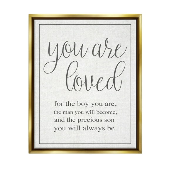 Stupell Industries You Are Loved Metallic Gold Framed Floating Canvas Wall Art, 16x20, by Daphne Polselli