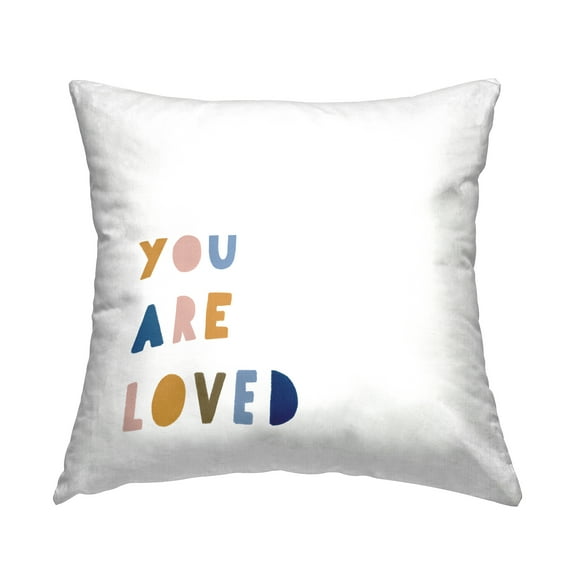Stupell Industries You Are Loved Motivational Kids Block Typography Design by Leah Straatsma Throw Pillow