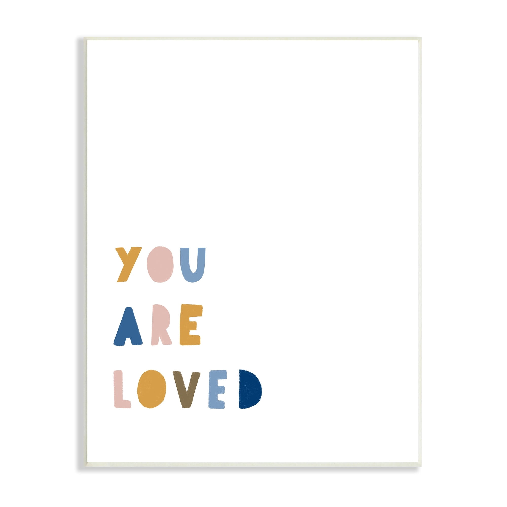 Stupell Industries You Are Loved Motivational Phrase Children's Block Typography, 10 x 15, Design by Leah Straatsma