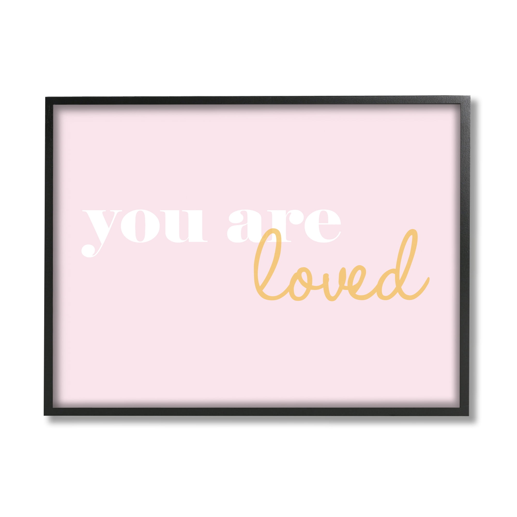 Stupell Industries You Are Loved On Pink Background Graphic Art Framed Art Print Wall Art, 30x24, By lulusimonSTUDIO