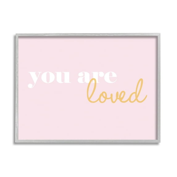 Stupell Industries You Are Loved On Pink Background Graphic Art Framed Art Print Wall Art, 30x24, By House of Lulu