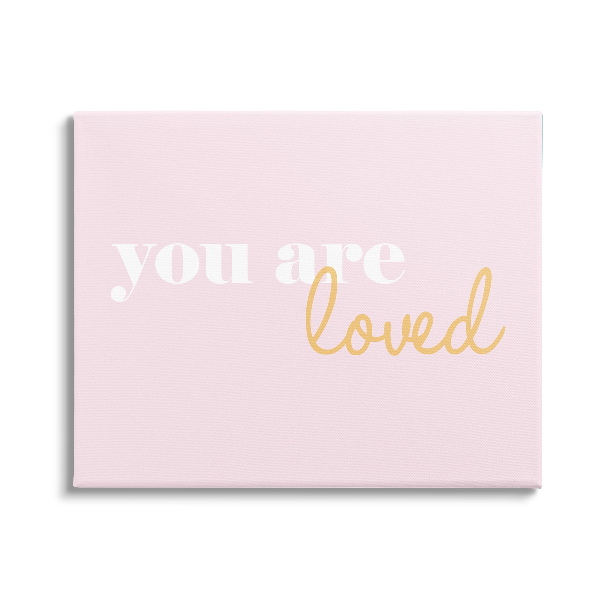 Stupell Industries You Are Loved On Pink Background Graphic Art Gallery Wrapped Canvas Print Wall Art, 48x36, By lulusimonSTUDIO