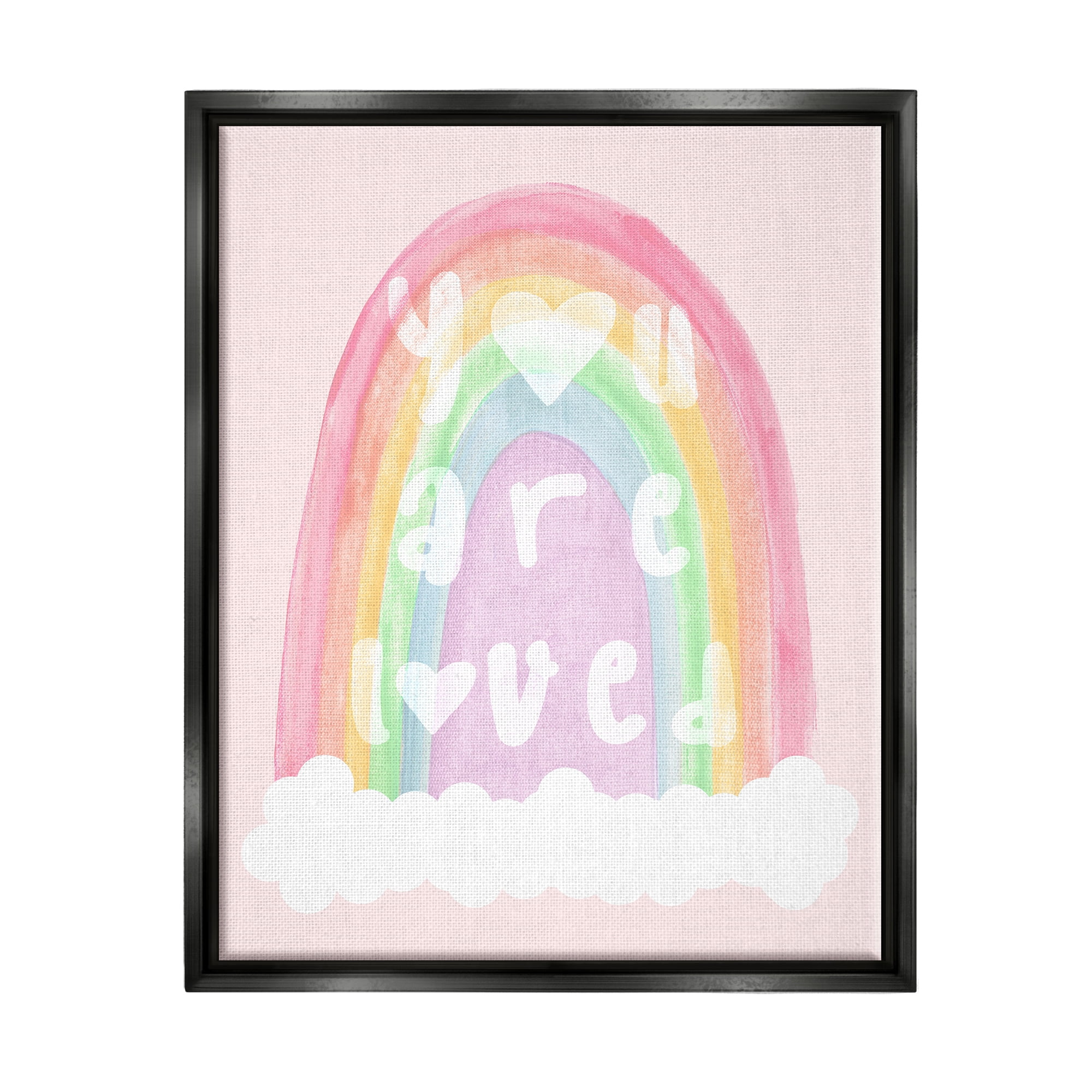 Stupell Industries You Are Loved Pastel Phrase Landscape Painting Black Floater Framed Canvas Art Print Wall Art, 17 x 21