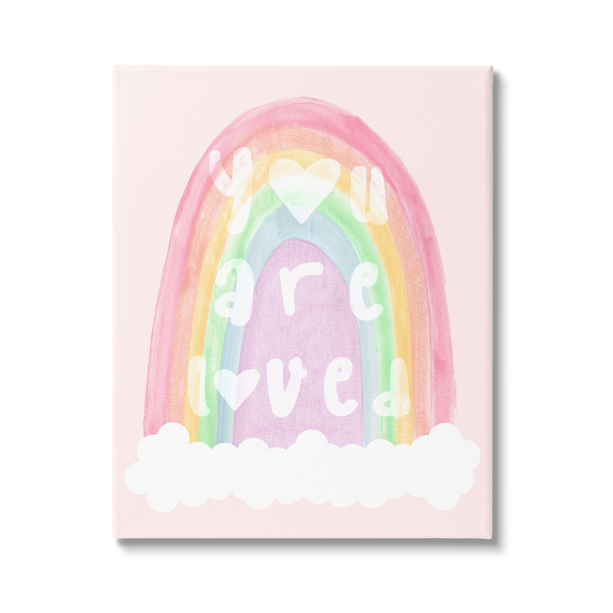 Stupell Industries You Are Loved Pastel Phrase Landscape Painting Gallery Wrapped Canvas Art Print Wall Art, 36 x 48