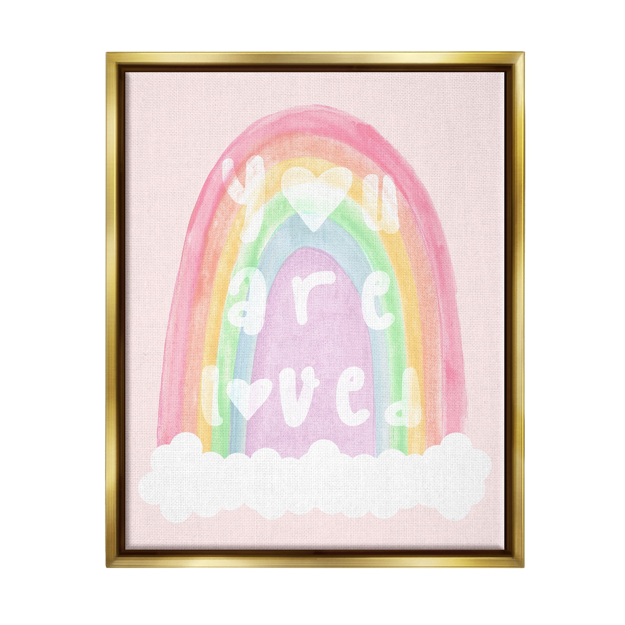 Stupell Industries You Are Loved Pastel Phrase Landscape Painting Gold ...