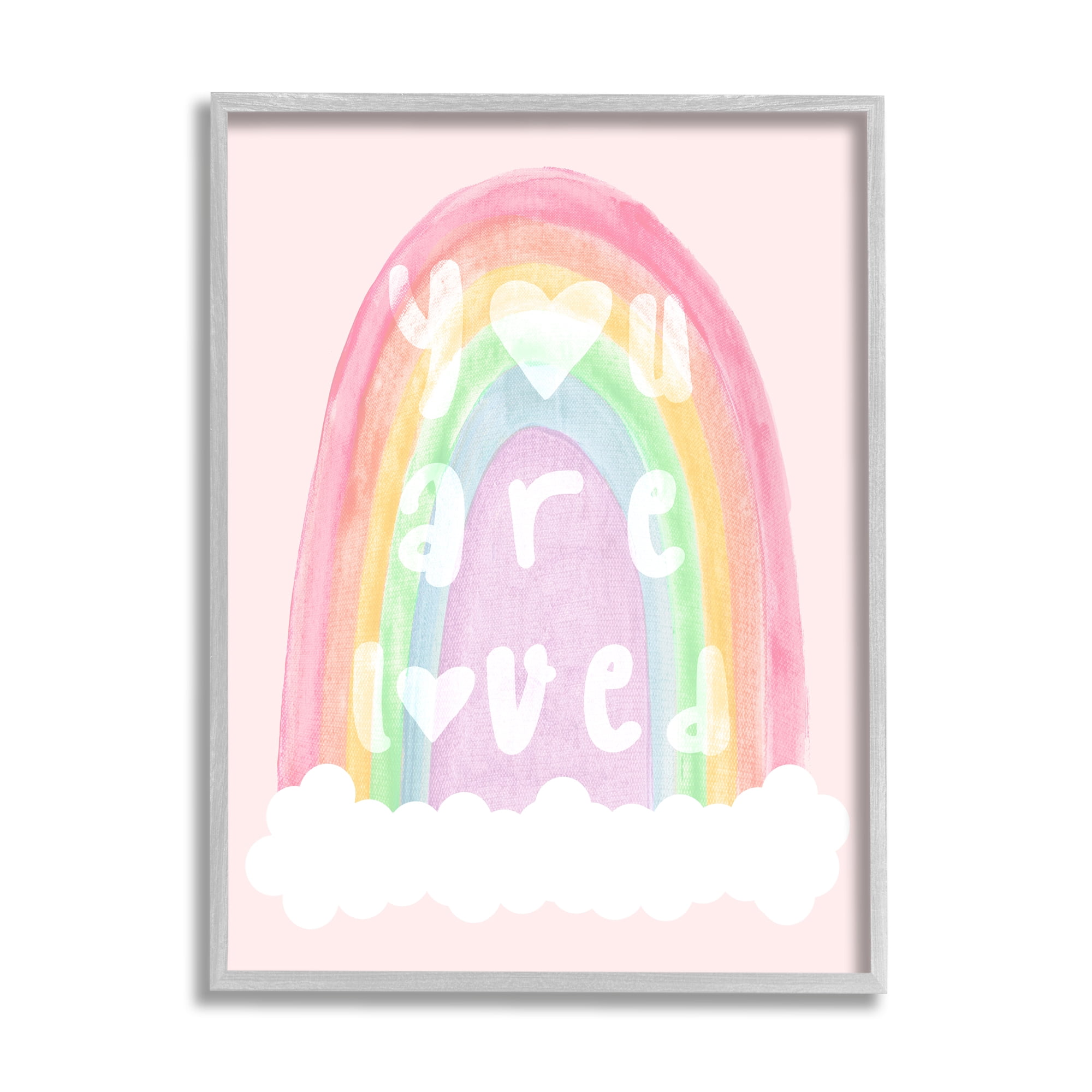 Stupell Industries You Are Loved Pastel Phrase Landscape Painting Gray Framed Art Print Wall Art, 24 x 30