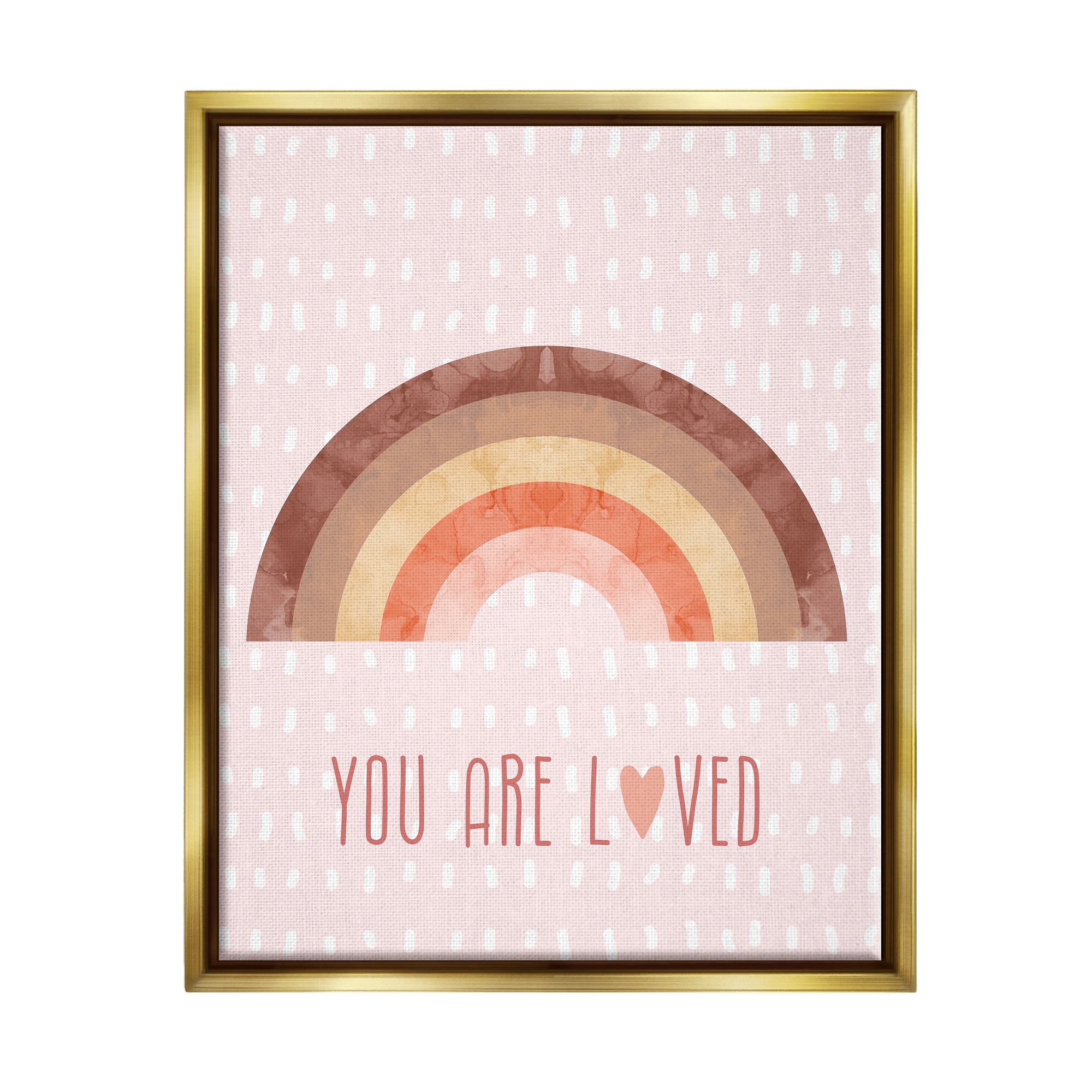 Stupell Industries You Are Loved Patterned Landscape Painting Gold Floater Framed Canvas Art Print Wall Art, 17 x 21