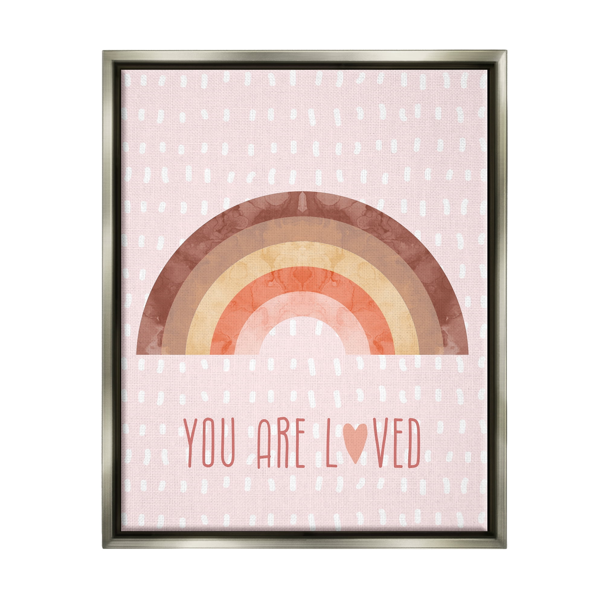 Stupell Industries You Are Loved Patterned Landscape Painting Gray Floater Framed Canvas Art Print Wall Art, 17 x 21