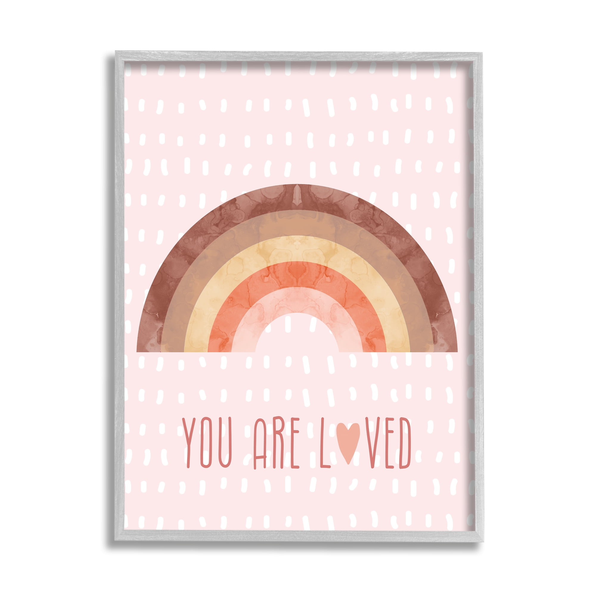 Stupell Industries You Are Loved Patterned Landscape Painting Gray Framed Art Print Wall Art, 11 x 14