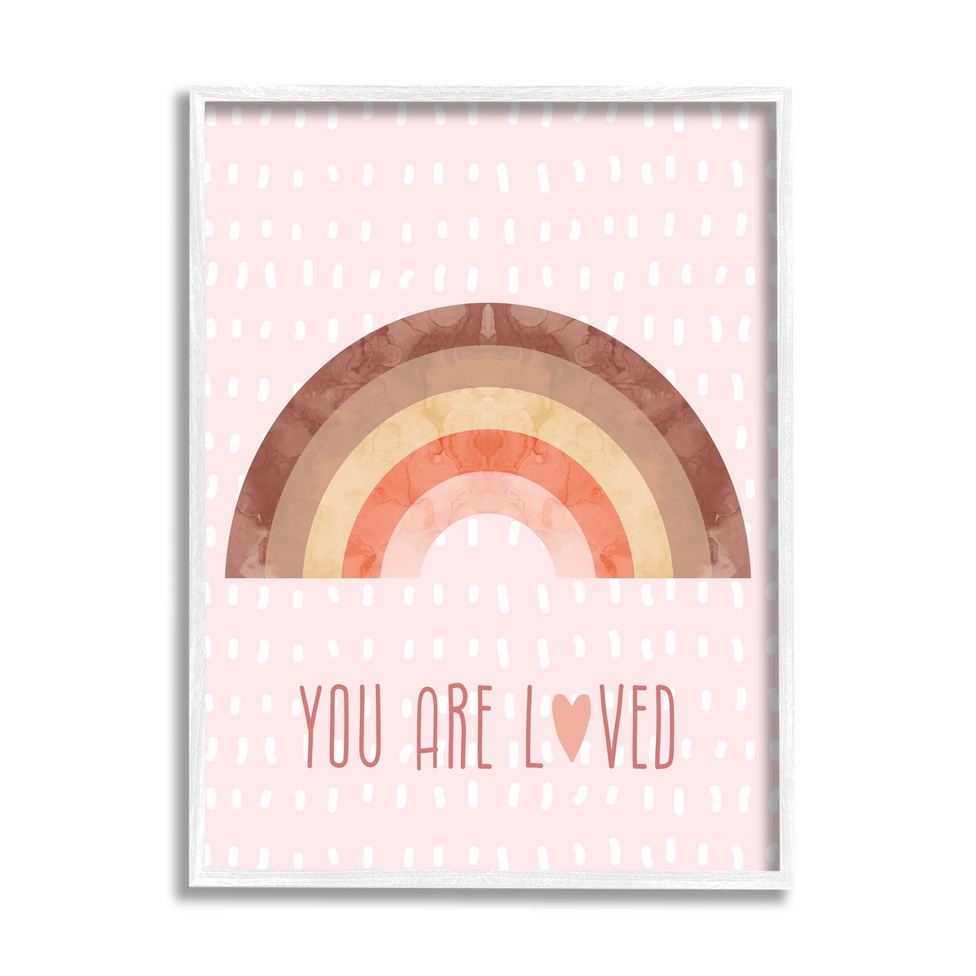 Stupell Industries You Are Loved Patterned Landscape Painting White Framed Art Print Wall Art, 11 x 14