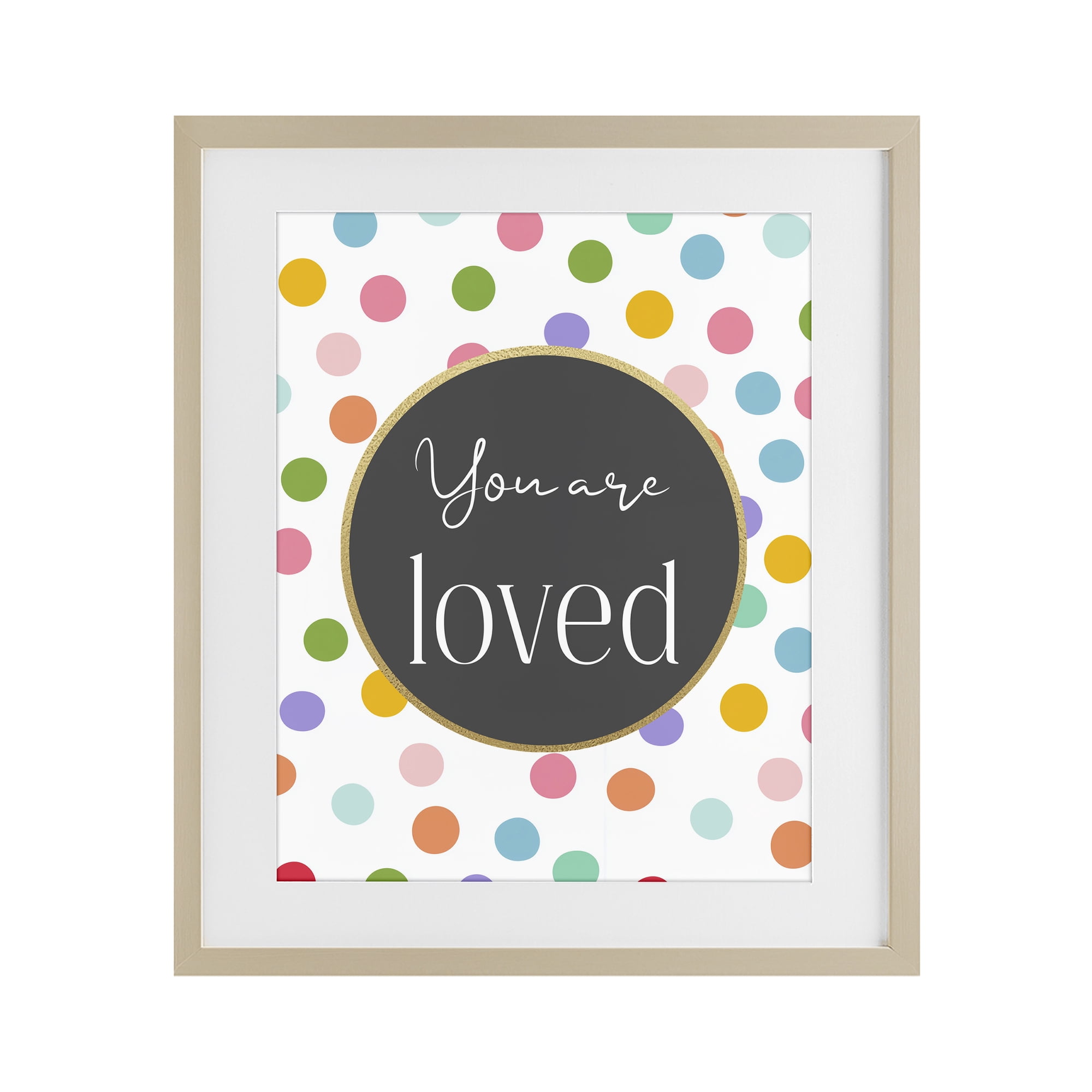 Stupell Industries You Are Loved Polka Dots Birch Framed Print Under Glass, design by Christine Simpson Art