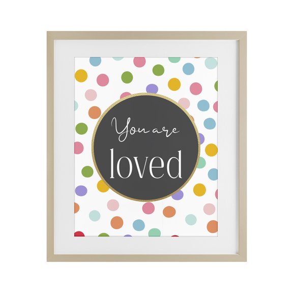 Stupell Industries You Are Loved Polka Dots Birch Framed Print Under Glass, design by Christine Simpson Art
