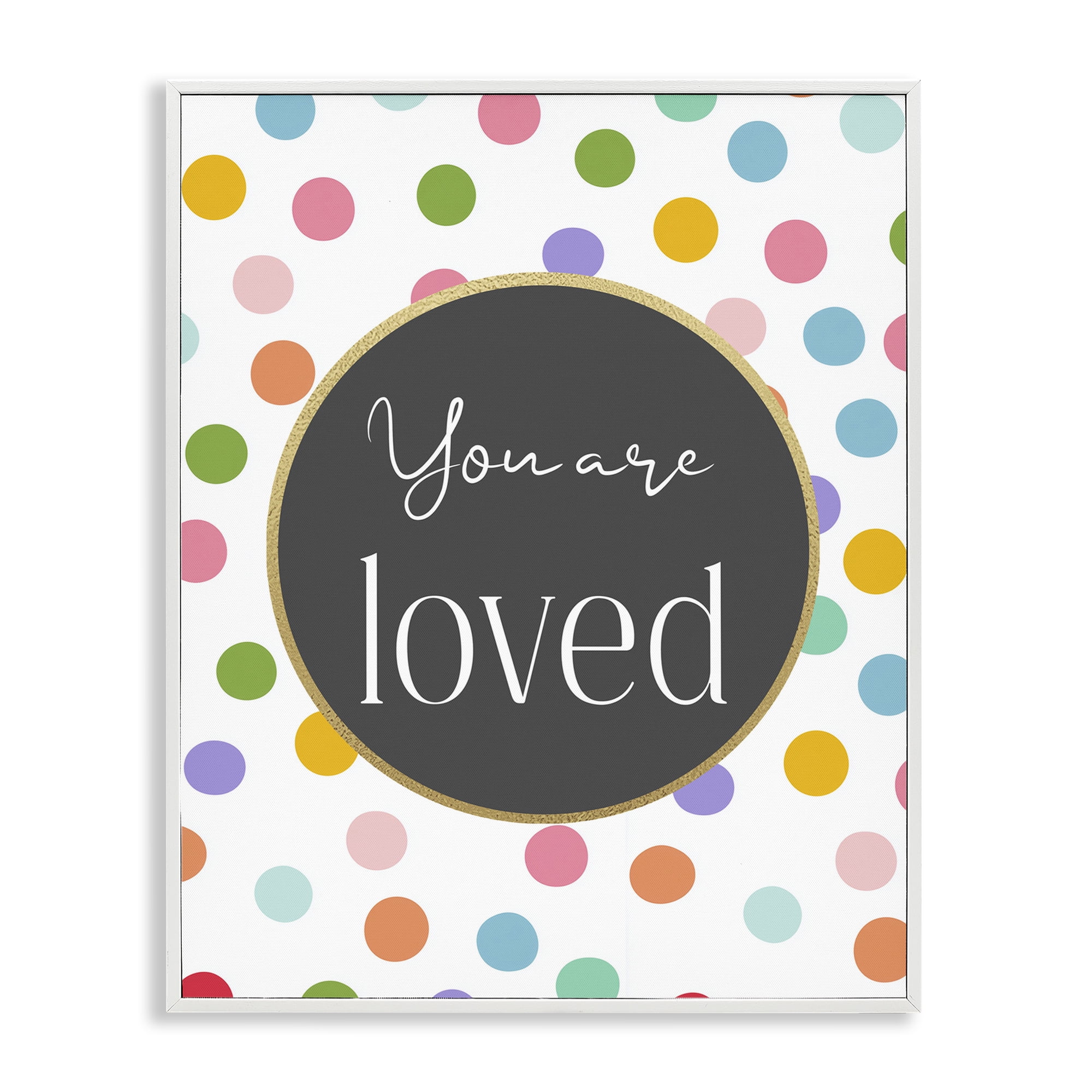 Stupell Industries You Are Loved Polka Dots White Framed Giclee Art, design by Christine Simpson Art