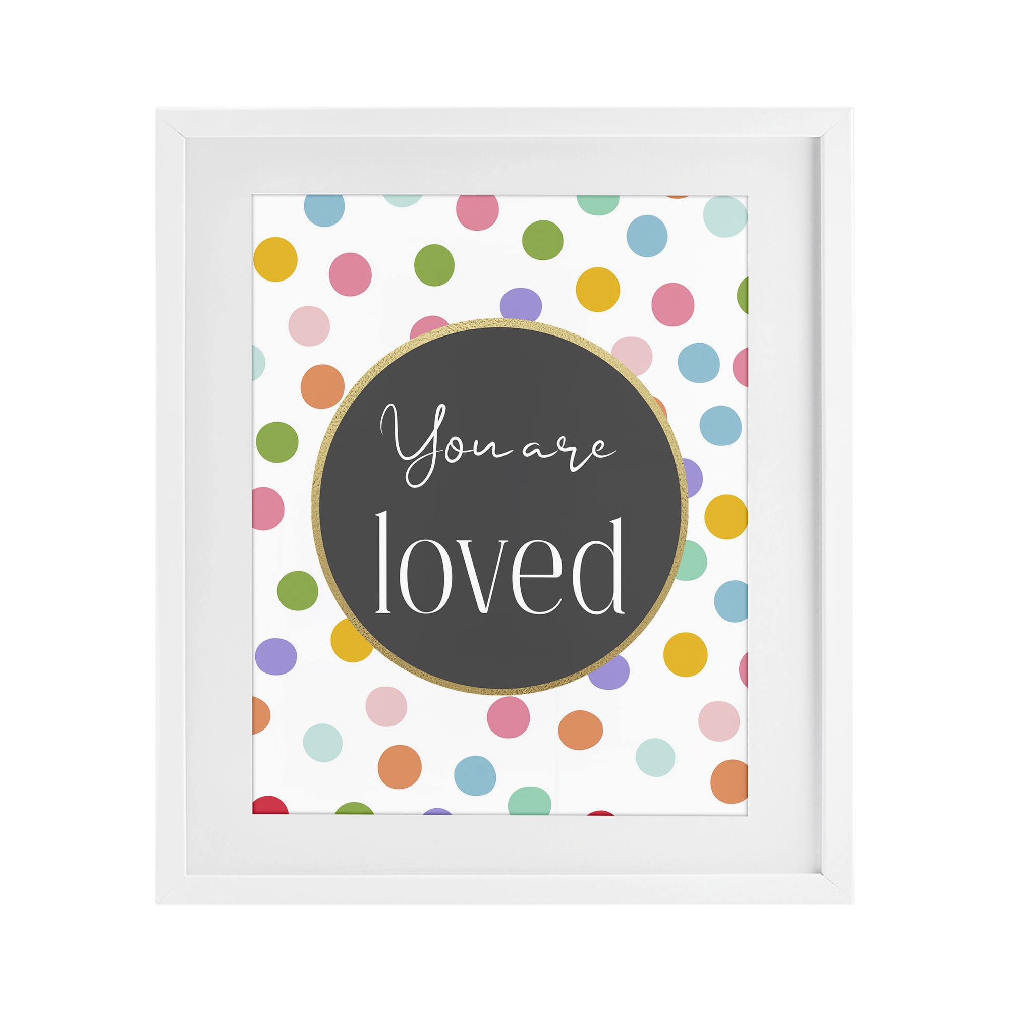Stupell Industries You Are Loved Polka Dots White Framed Print Under Glass, design by Christine Simpson Art