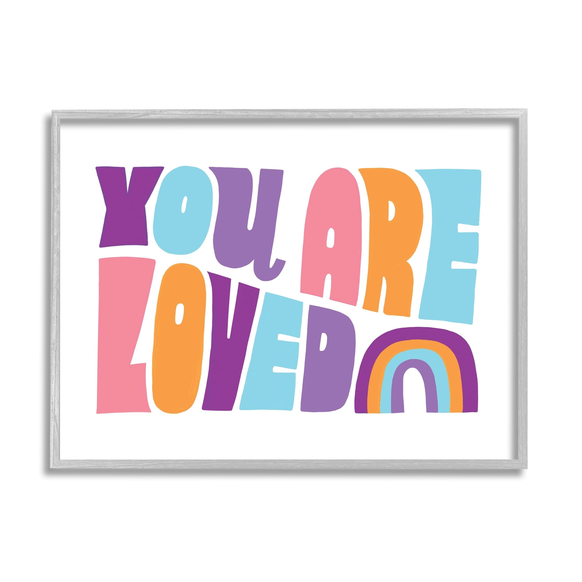 Stupell Industries You Are Loved Rainbow Icon Dynamic Text Retro Typography,20 x 16, Design by Loni Harris