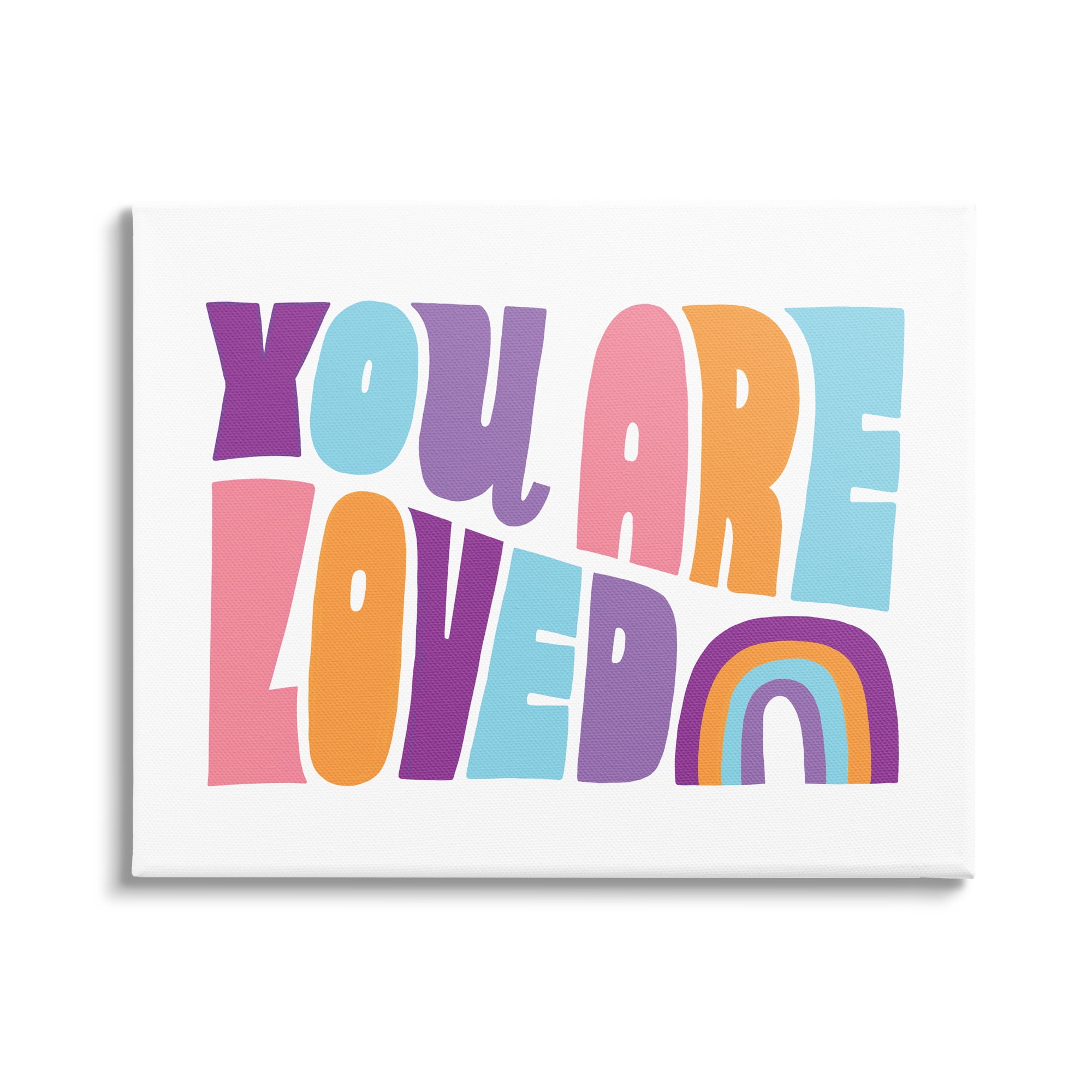 Stupell Industries You Are Loved Rainbow Icon Dynamic Text Retro Typography,48 x 36, Design by Loni Harris