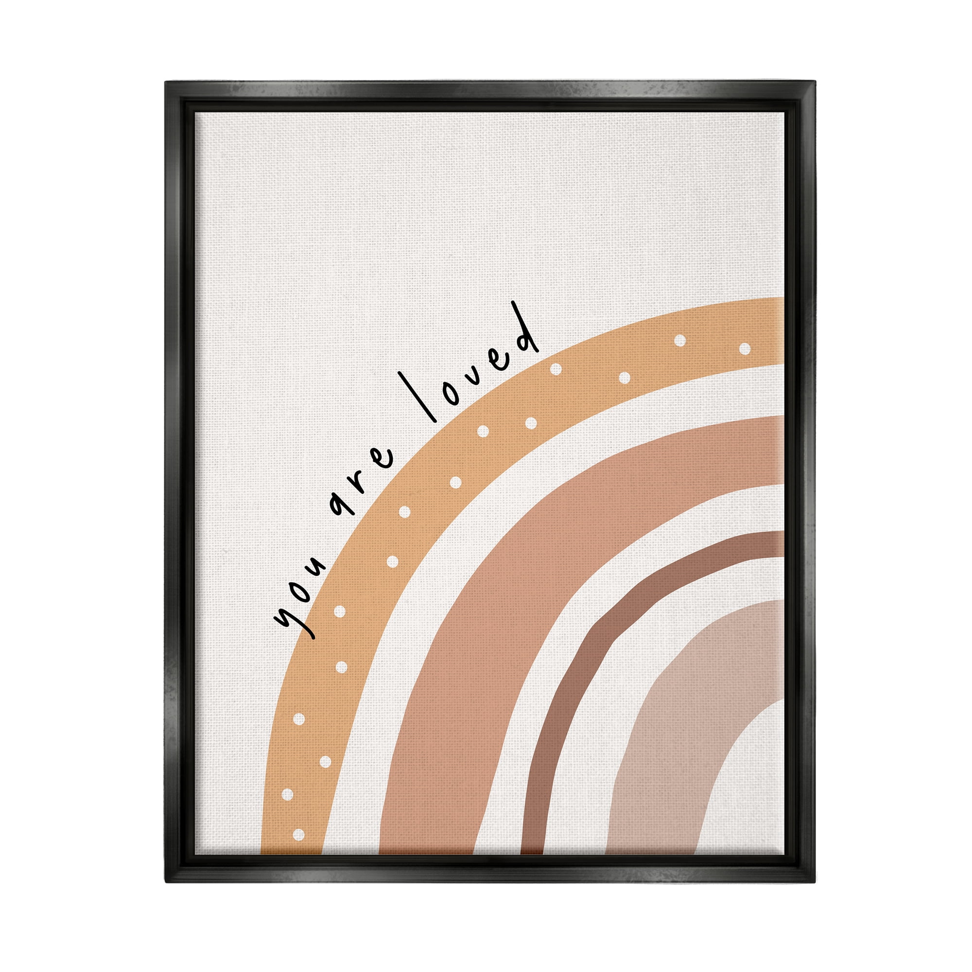 Stupell Industries You Are Loved Rainbow Inspirational Painting Black Floater Framed Art Print Wall Art, 17 x 21