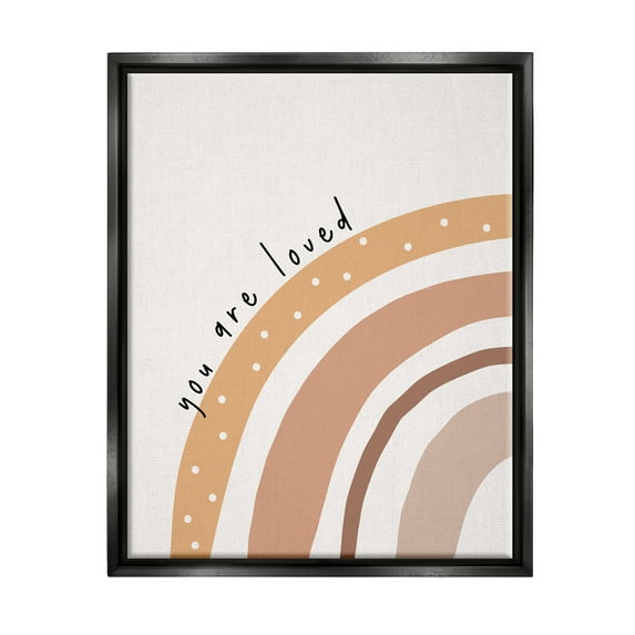 Stupell Industries You Are Loved Rainbow Inspirational Painting Black Floater Framed Art Print Wall Art, 17 x 21