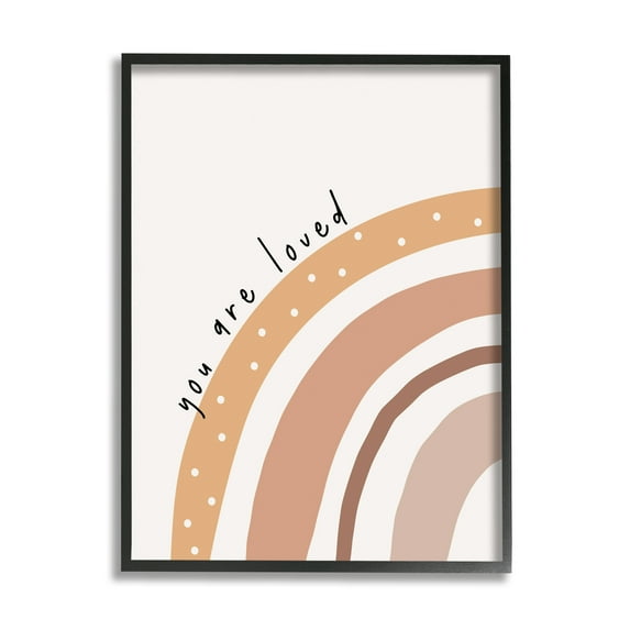 Stupell Industries You Are Loved Rainbow Inspirational Painting Black Framed Art Print Wall Art, 16 x 20