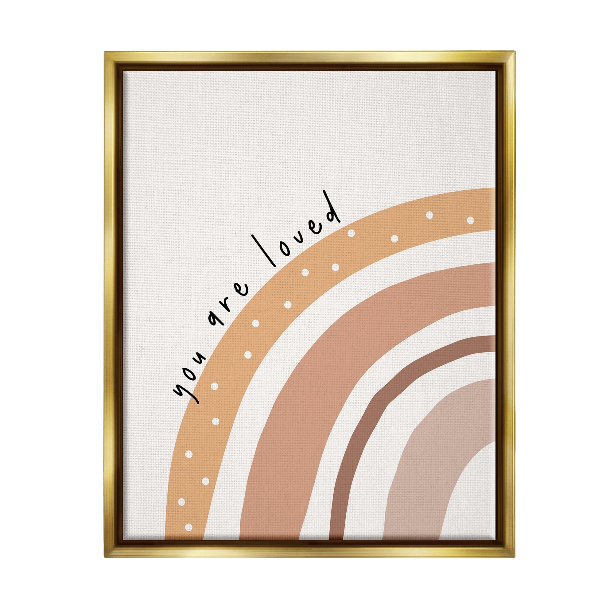 Stupell Industries You Are Loved Rainbow Inspirational Painting Gold Floater Framed Art Print Wall Art, 25 x 31