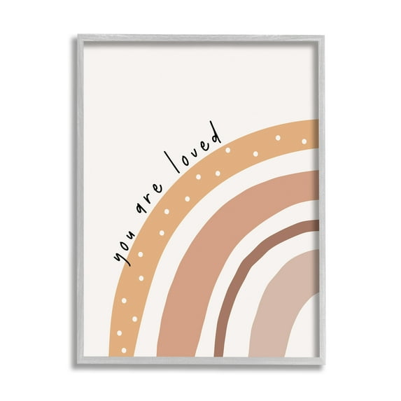 Stupell Industries You Are Loved Rainbow Inspirational Painting Gray Framed Art Print Wall Art, 11 x 14