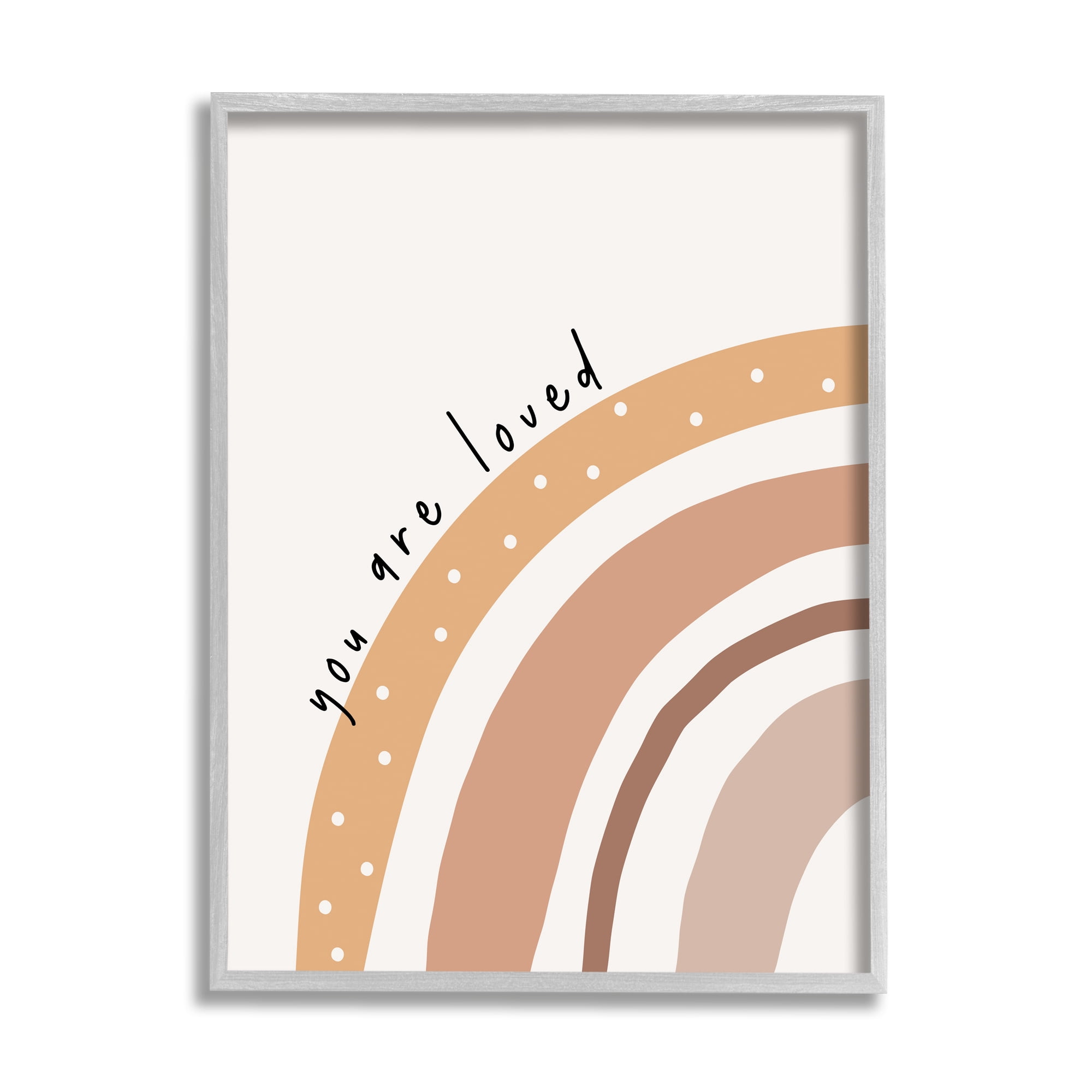 Stupell Industries You Are Loved Rainbow Inspirational Painting Gray Framed Art Print Wall Art, 16 x 20