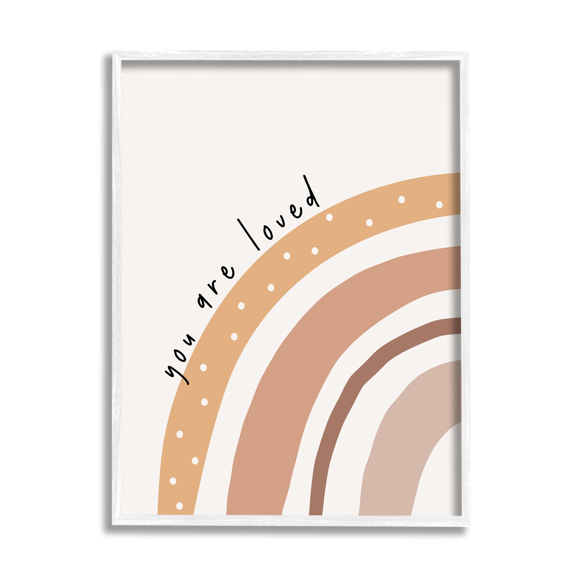 Stupell Industries You Are Loved Rainbow Inspirational Painting White Framed Art Print Wall Art, 16 x 20