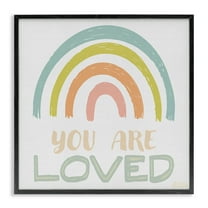 Stupell Industries You Are Loved Rainbow Text & Numbers Painting Black Framed Art Print Wall Art, 12 x 12