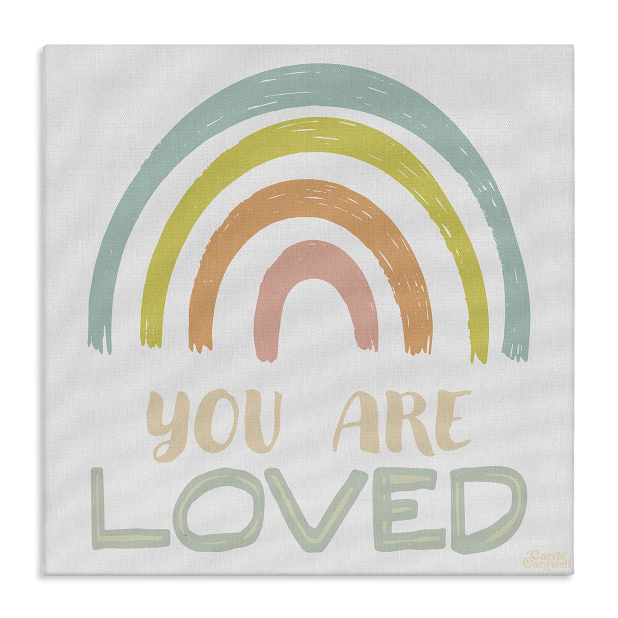 Stupell Industries You Are Loved Rainbow Text & Numbers Painting Wrapped Canvas Art Print Wall Art, 36 x 36