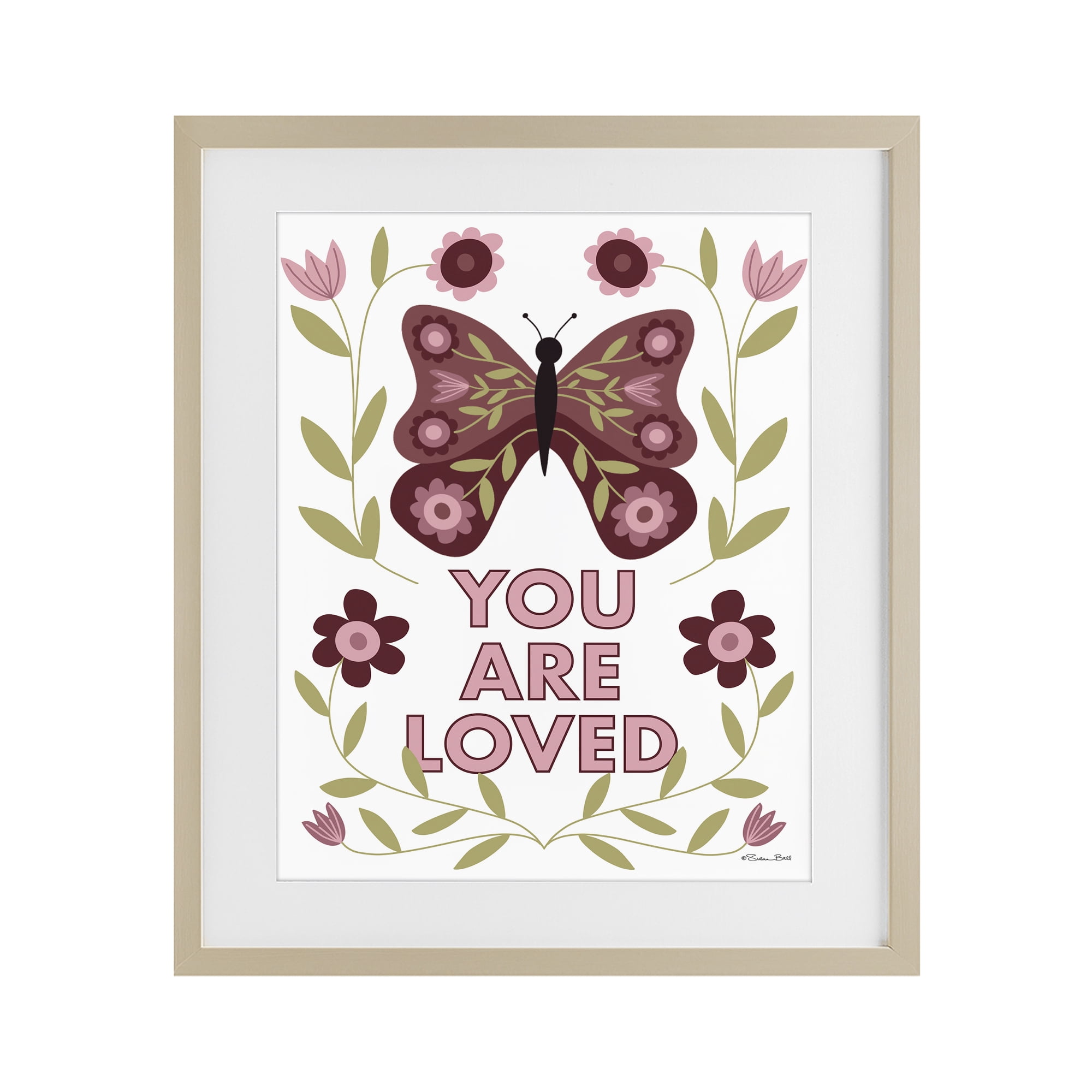 Stupell Industries You Are Loved Symmetrical Birch Framed Print Under Glass, design by Susan Ball