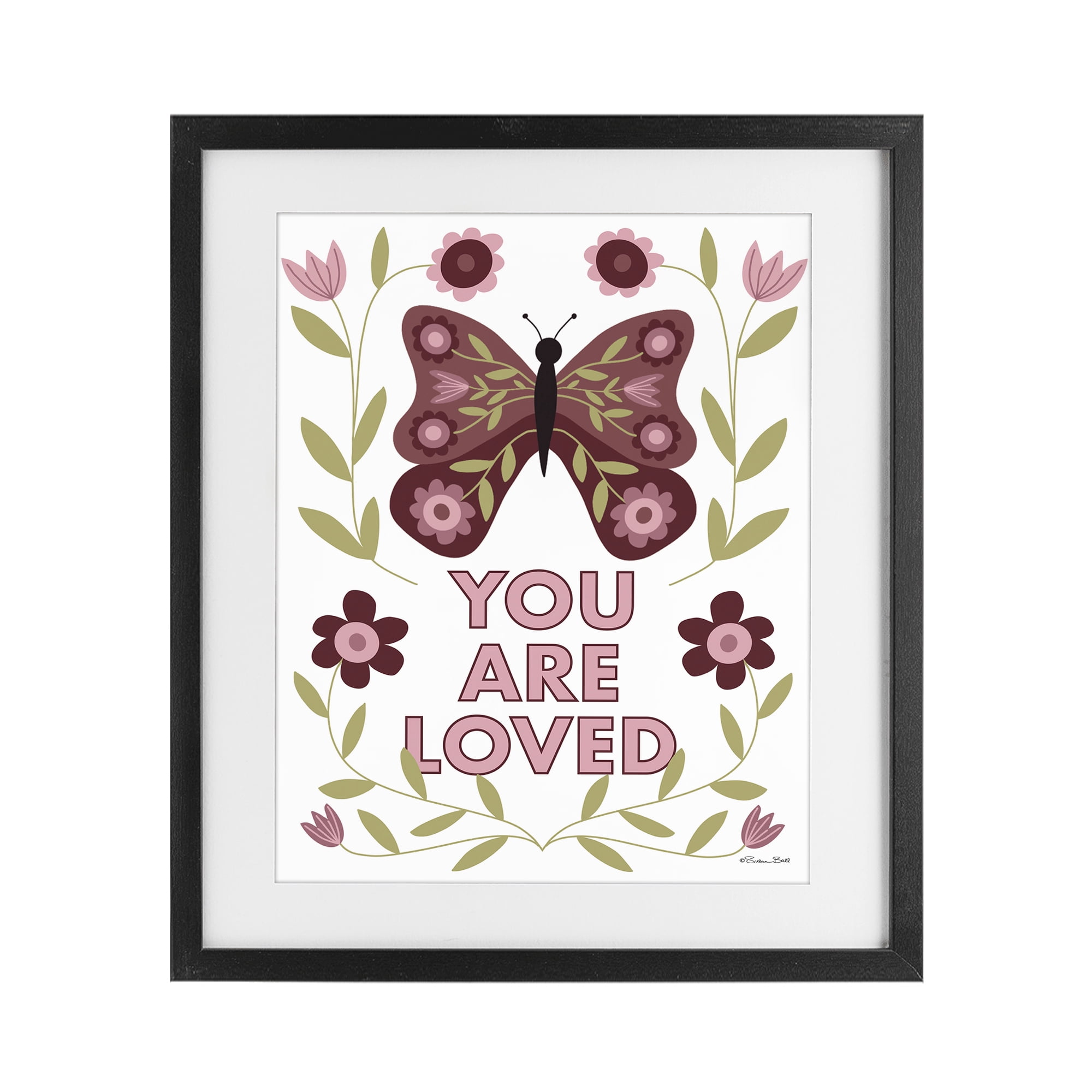 Stupell Industries You Are Loved Symmetrical Black Framed Print Under Glass, design by Susan Ball