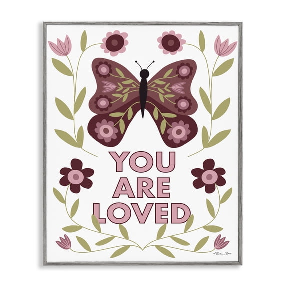 Stupell Industries Traditional You Are Loved Symmetrical Gray Framed Giclee Art, 24 x 30, by Susan Ball