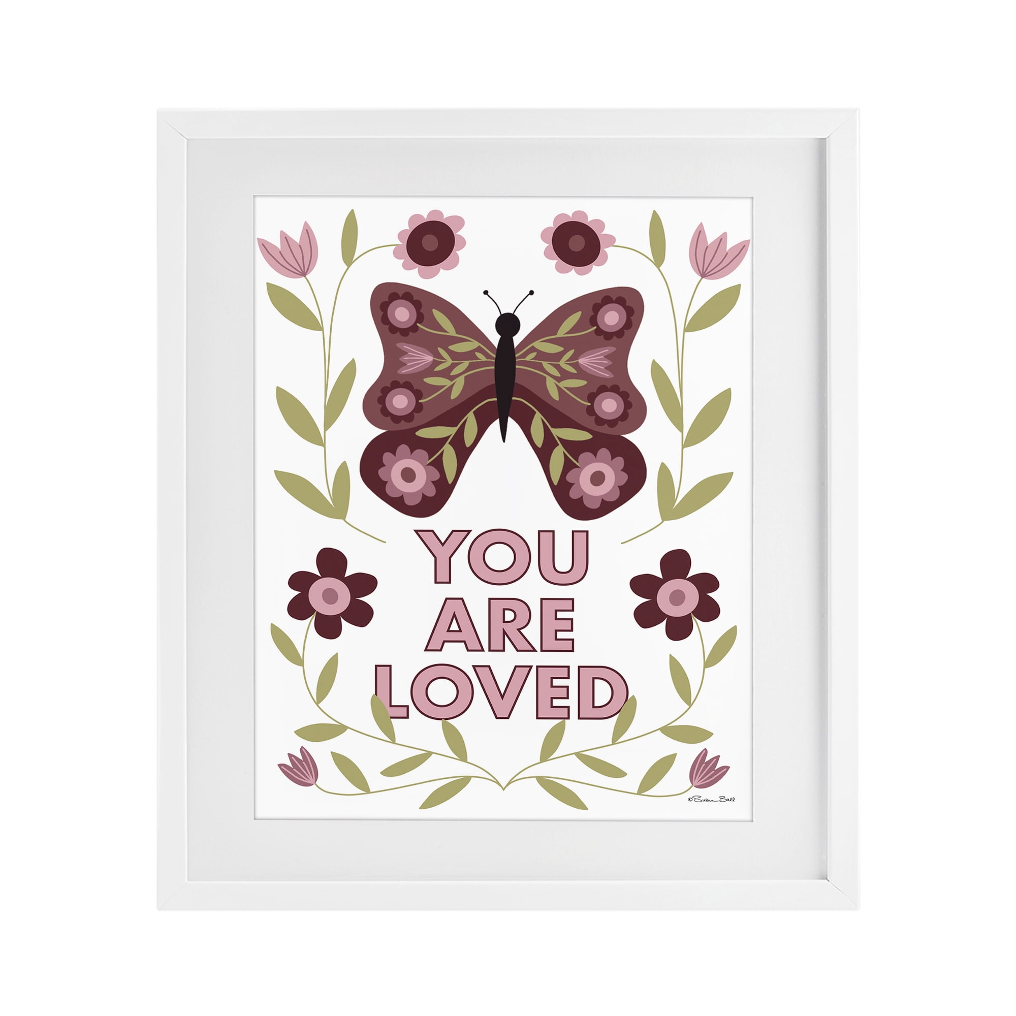 Stupell Industries You Are Loved Symmetrical White Framed Print Under Glass, design by Susan Ball