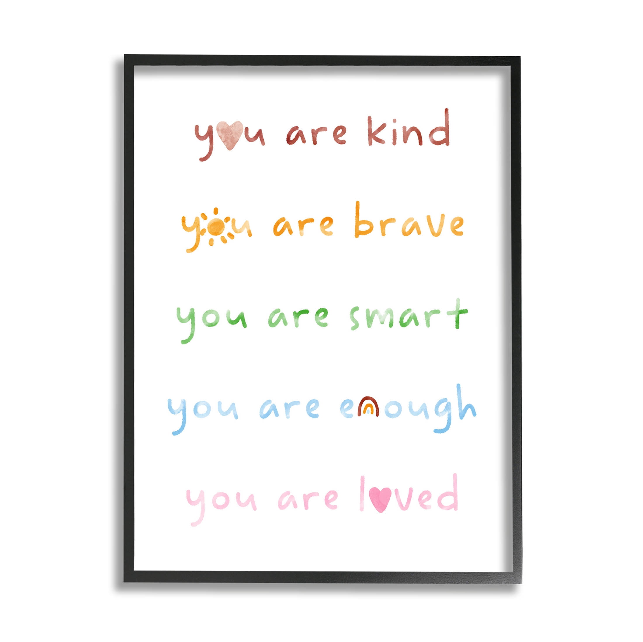 Stupell Industries You Are Loved Uplifting List Graphic Art Black Framed Art Print Wall Art, Design by Lil' Rue