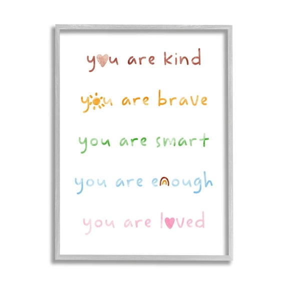 Stupell Industries You Are Loved Uplifting List Graphic Art Gray Framed Art Print Wall Art, Design by Lil' Rue