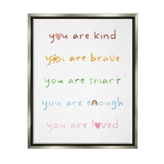 Stupell Industries You Are Loved Uplifting List Graphic Art Luster Gray Floating Framed Canvas Print Wall Art, Design by Lil' Rue