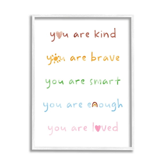 Stupell Industries You Are Loved Uplifting List Graphic Art White Framed Art Print Wall Art, Design by Lil' Rue