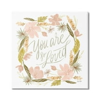 Stupell Industries You Are Loved Wreath Botanical & Floral Painting Gallery Wrapped Canvas Art Print Wall Art, 17 x 17
