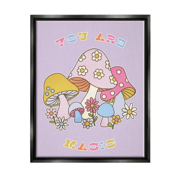 Stupell Industries You Are Magic Botanicals Botanical & Floral Painting Black Floater Framed Canvas Art Print Wall Art, 17 x 21