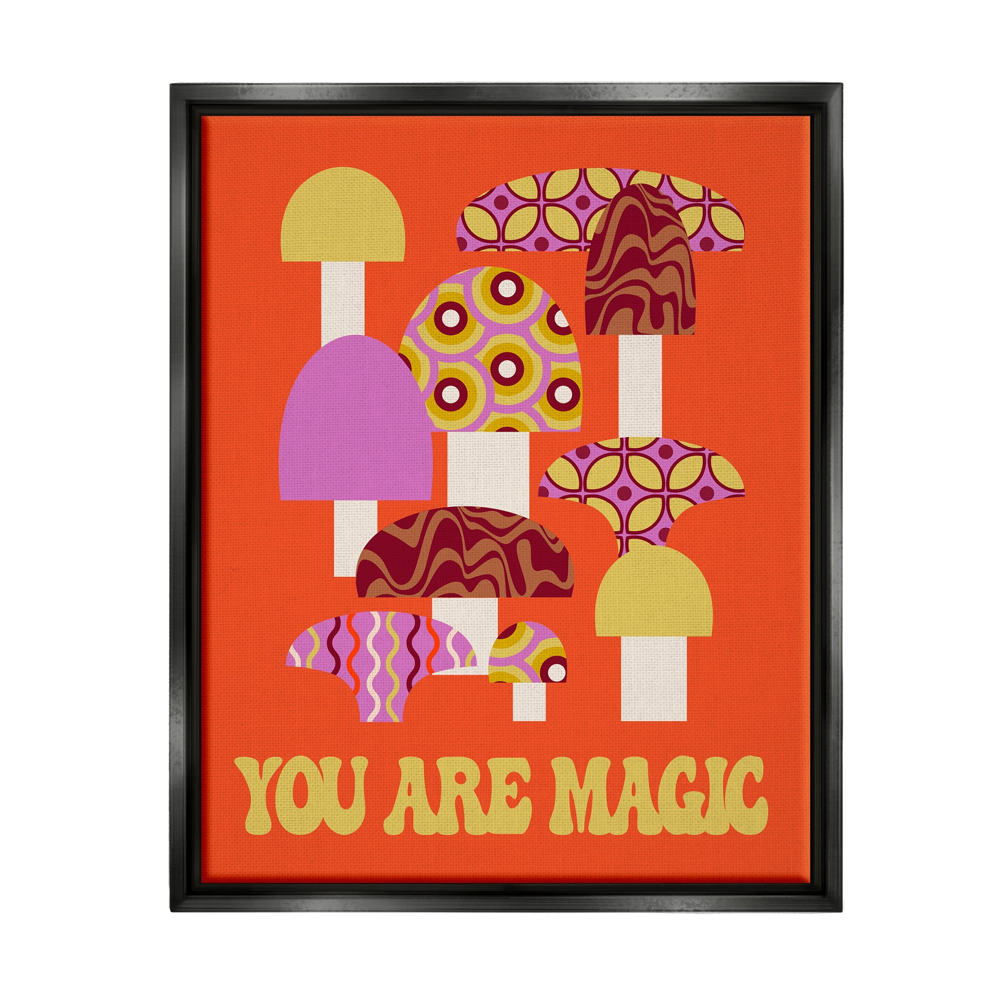 Stupell Industries You Are Magic Mushrooms Botanical & Floral Painting Black Floater Framed Canvas Art Print Wall Art, 17 x 21