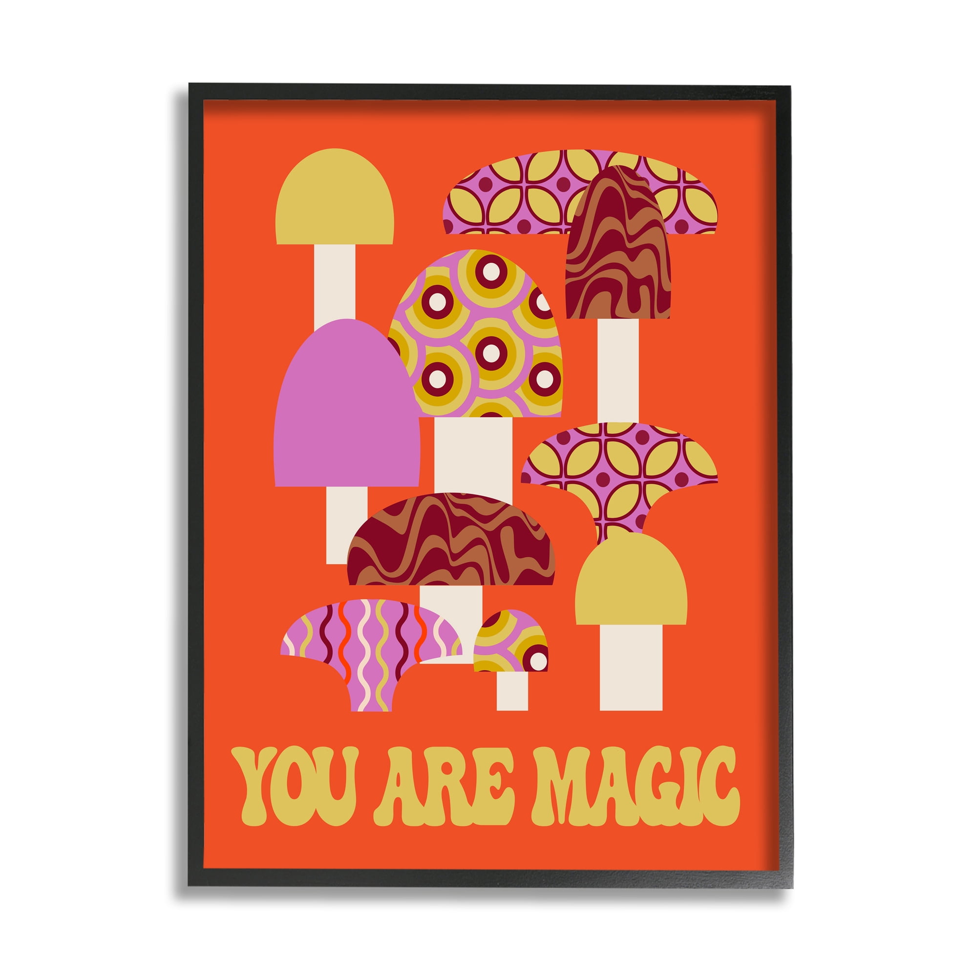 Stupell Industries You Are Magic Mushrooms Botanical & Floral Painting Black Framed Art Print Wall Art, 16 x 20