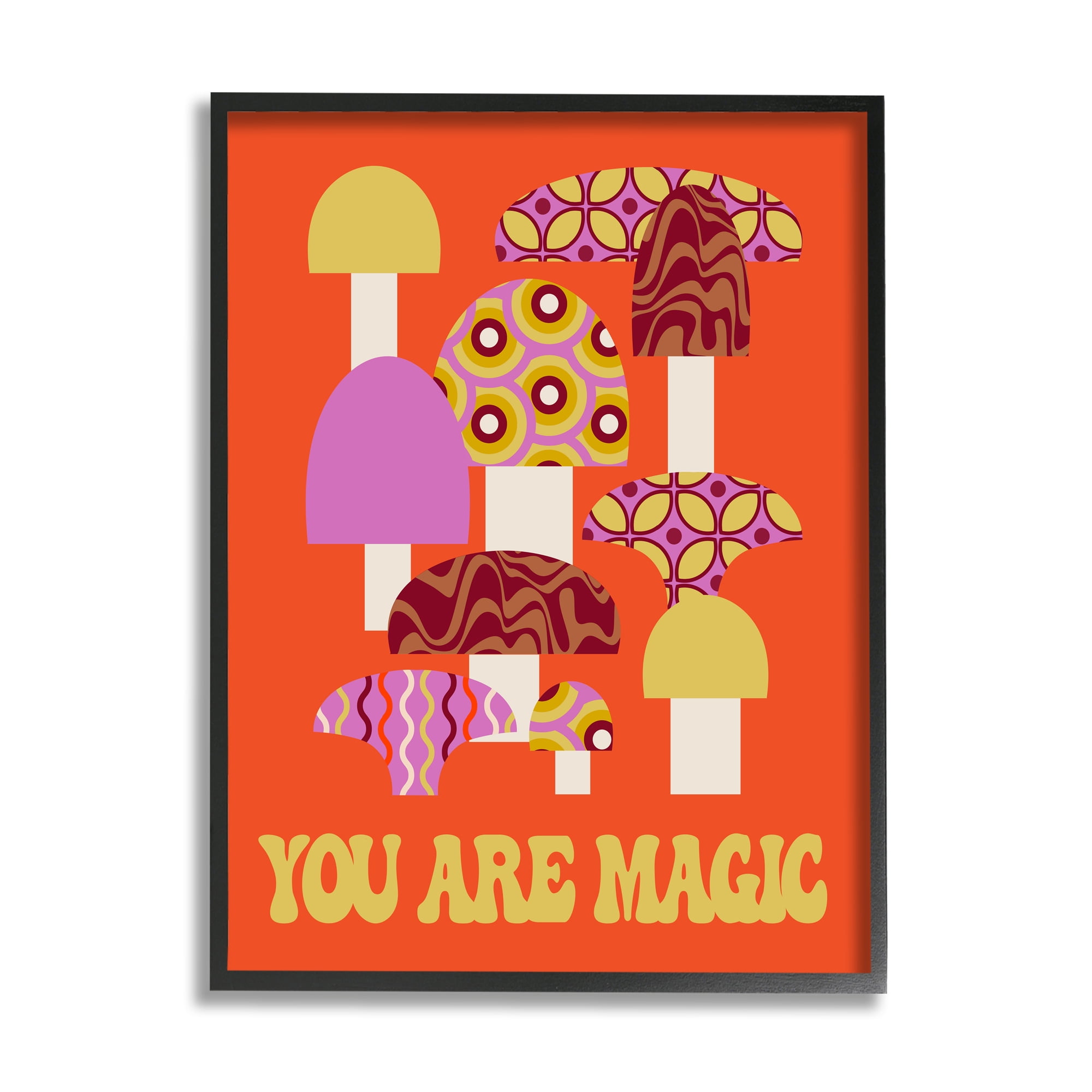 Stupell Industries You Are Magic Mushrooms Botanical & Floral Painting Black Framed Art Print Wall Art, 24 x 30